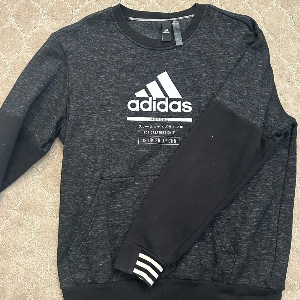 Adidas Men's For Creators only Charcoal and Black Crewneck Sweater SIZE L